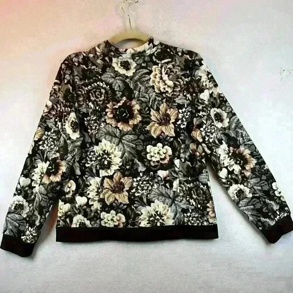 Isaac Mizrahi Live! Jacket Women’s Size Medium Floral Fleece Zip Front Bomber - Picture 2 of 8